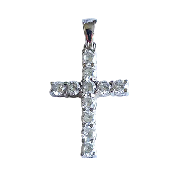 Sterling Silver Brilliant Stone-Accented Cross Pendant