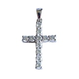 Sterling Silver Brilliant Stone-Accented Cross Pendant