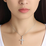 Sterling Silver Brilliant Stone-Accented Cross Pendant