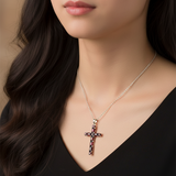 Sterling Silver & Garnet Cross Pendant