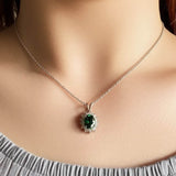 Oval Color Stone and White Stones Cluster Pendant