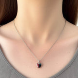 Sterling Silver Two-Tone Lap Created Color Stone Heart Charm