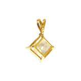 14K Yellow Gold Kite-Set Princess Cut Stone Solitaire Pendant