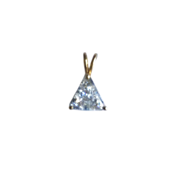 14K Gold Triangle Shape Premium Cubic Zirconia Solitaire Charm