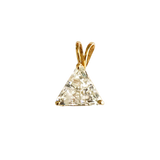 14K Yellow Gold Triangle Shape Premium Cubic Zirconia Solitaire Charm