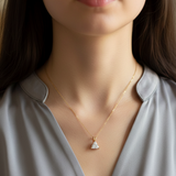 14K Gold Triangle Shape Premium Cubic Zirconia Solitaire Charm