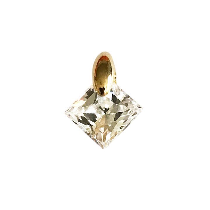 14K Yellow Gold Princess-Cut Solitaire Charm