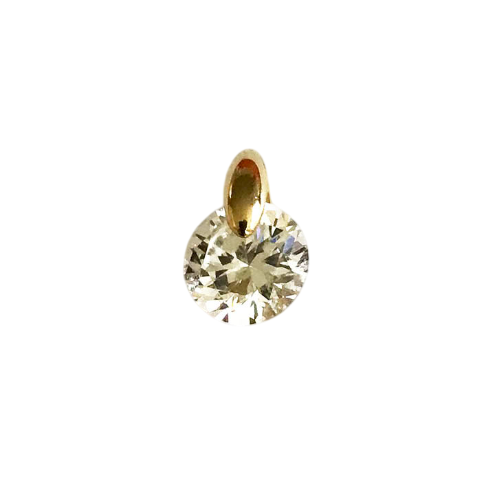 14K Yellow Gold Round Solitaire Small Charm