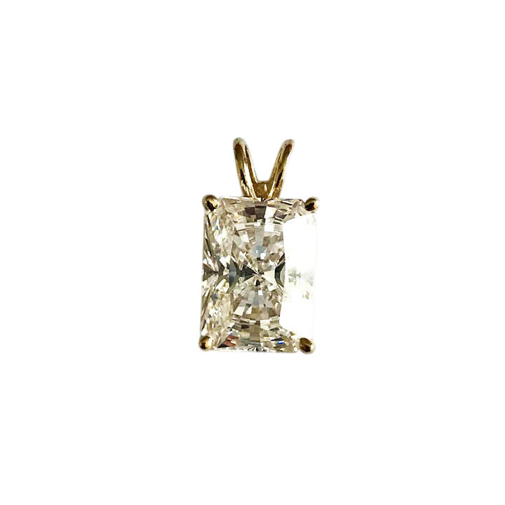 14K Yellow Gold Radiant Cut Solitaire Pendant Charm