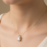 14K Yellow Gold Radiant Cut Solitaire Pendant Charm