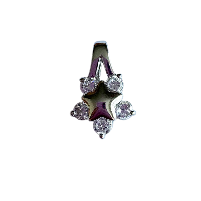Sterling Silver Celestial Star Charm with Cubic Zirconia