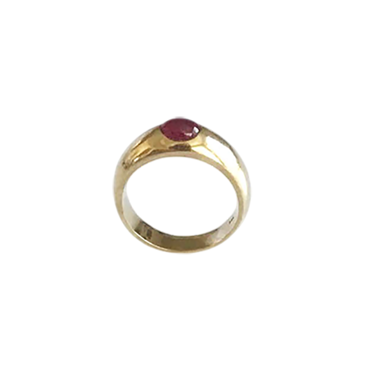 14K Gold Dome Ring with Lap Created Color Stone Cabochon