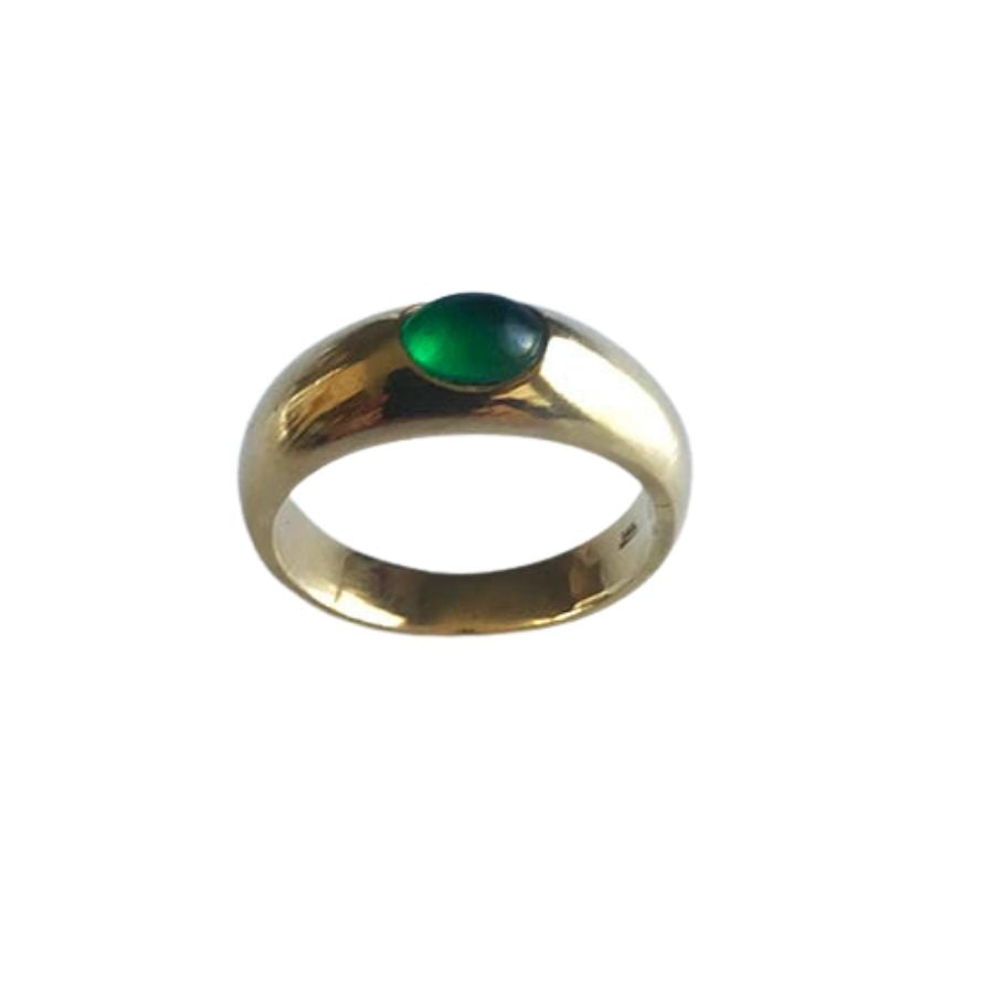 14K Gold Dome Ring with Lap Created Color Stone Cabochon