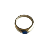 14K Gold Dome Ring with Lap Created Color Stone Cabochon