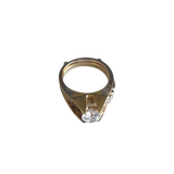 This is a stunning 14k Gold Premium Cubic Zirconia Solitaire Ring Set.