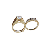 This is a stunning 14k Gold Premium Cubic Zirconia Solitaire Ring Set.