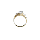 14K Gold Three-Stone Premium Cubic Zirconia Ring