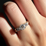 14K Gold Three-Stone Premium Cubic Zirconia Ring