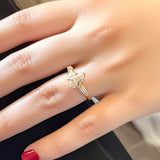 14K Gold Pear & Tapered Baguette Premium Cubic Zirconia Ring