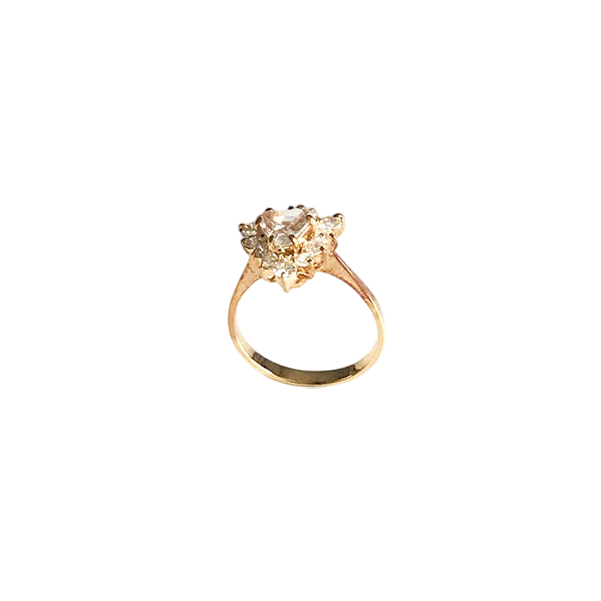 Sparkling Cluster Premium Cubic Zirconia 14K Gold Ring