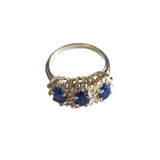 14K Gold Lap Created Color Stone and Brilliant Stone Cluster Ring
