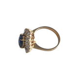 Vintage 14K Gold Pear Lap Created Color Stone & Baguette Stone Cluster Ring