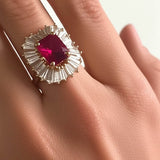 Vintage 14K Gold Lap Created Color Stone and Brilliant Stone Cluster Ring