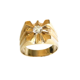 14K Gold Diamond Solitaire Sunburst Ring