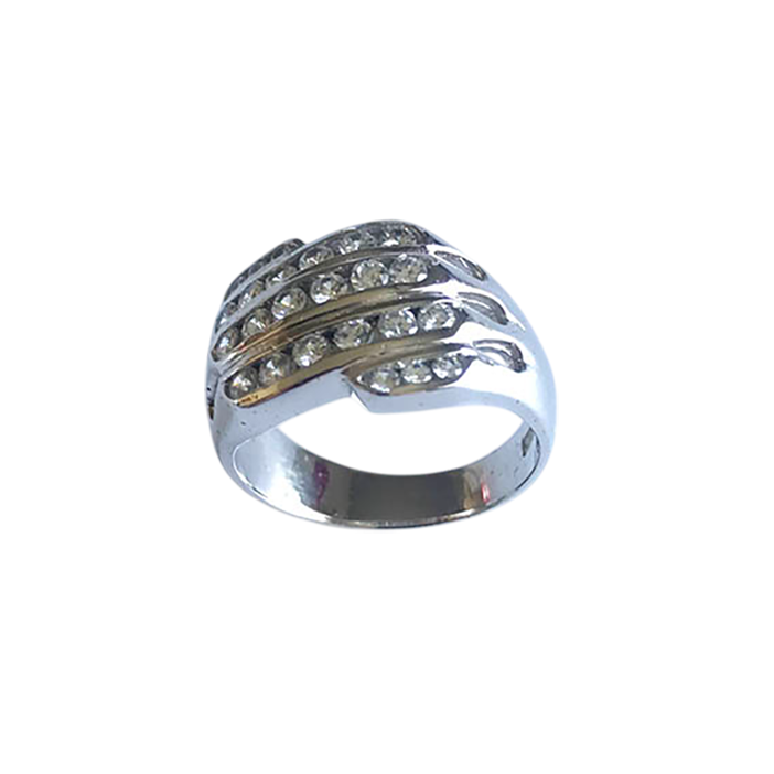 Sterling Silver Multi-Row Pave CZ Crystal Band Ring