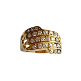 Rhodium Plated Sterling Silver Multi-Row Pave CZ Crystal Band Ring