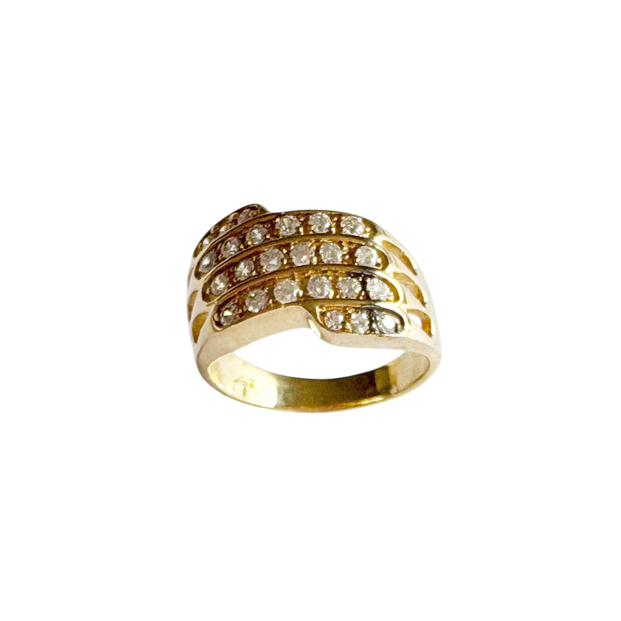 Rhodium Plated Sterling Silver Multi-Row Pave CZ Crystal Band Ring