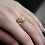 Rhodium Plated Sterling Silver Multi-Row Pave CZ Crystal Band Ring