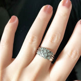 Sterling Silver Pave Diamond-Cut Stone Cluster Ring