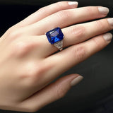 Sterling Silver Ring with Lap Created Color Stone and Side Accents