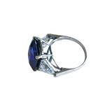 Sterling Silver Ring with Lap Created Color Stone and Side Accents