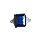 Sterling Silver Ring with Lap Created Color Stone and Side Accents