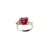Sterling Silver Magenta Emerald Cut & Trillion Cut Statement Ring