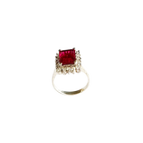 Sterling Silver Ruby Red Lap Created Color Stone Cluster Ring