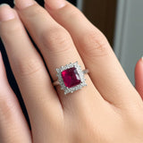 Sterling Silver Ruby Red Lap Created Color Stone Cluster Ring