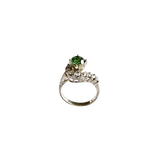 Vintage Sterling Silver Ring with Green Stone and Clear Stone Accents