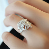 Antique Sterling Silver Cluster Ring with Rose-Cut Brilliant Stone