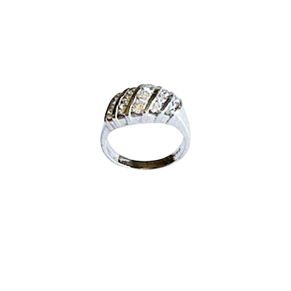 Elegant Multi-Row Sparking Stones Accent Sterling Silver Ring