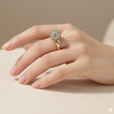14K Yellow Gold Pavé Stone Spherical Dome Ring