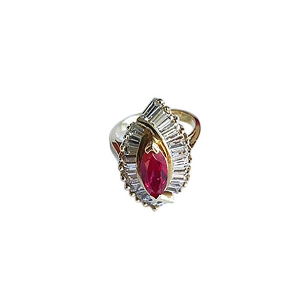 Marquise-Cut Ruby Statement Ring in 14K Gold