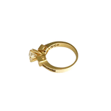 14K Yellow Gold Three-Stone Engagement Ring with Round and Princess Cut Stones