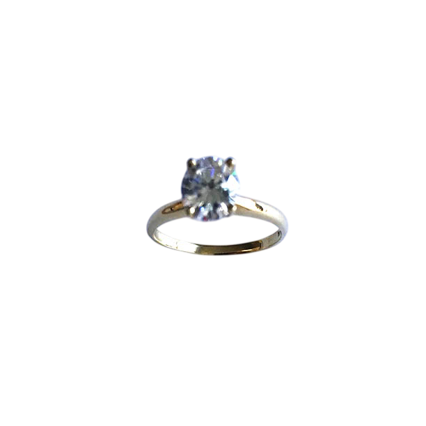 14K Yellow Gold 4-Prong Solitaire Ring with Round Brilliant Stone