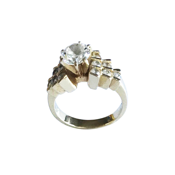 14K Yellow Gold Vintage-Inspired Multi-Row Stone Cluster Ring