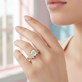 14K Yellow Gold Vintage-Inspired Multi-Row Stone Cluster Ring