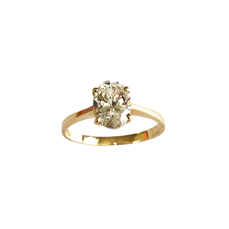 Elegant 14k Yellow Gold Oval-Cut Solitaire Ring