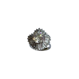 Art Deco Style Sterling Silver & Cubic Zirconia Sunburst Cluster Ring